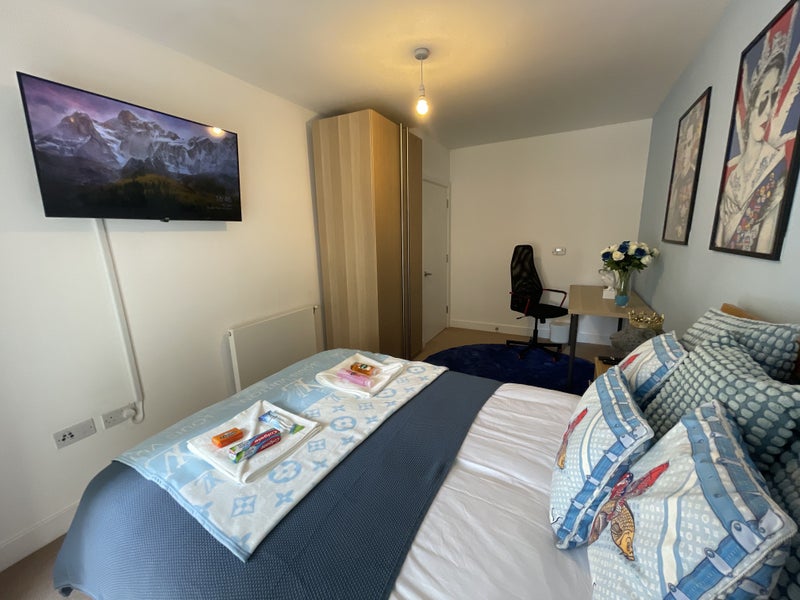 Modern Master Bedroom with Smart TV in New Development
